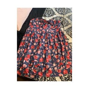 Torrid floral strapless sundress blue size 20 2x